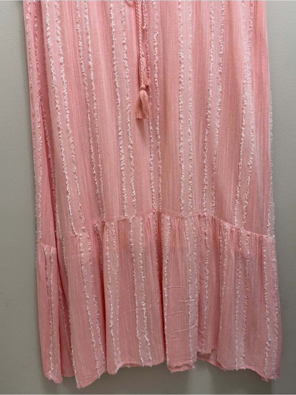 Tuckernuck Peachy Pampelonne Maxi Dress Ruffle Tassel Pink Size M - Picture 6 of 12